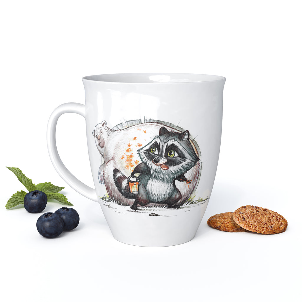 L.E.R.D.93 Tasse mit Waschbär und Bär Frechdachs Made in Germany Porzellan Becher