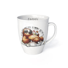 Load image into Gallery viewer, L.E.R.D.93 Tasse mit Faultier Faulpelz Made in Germany Porzellan Becher
