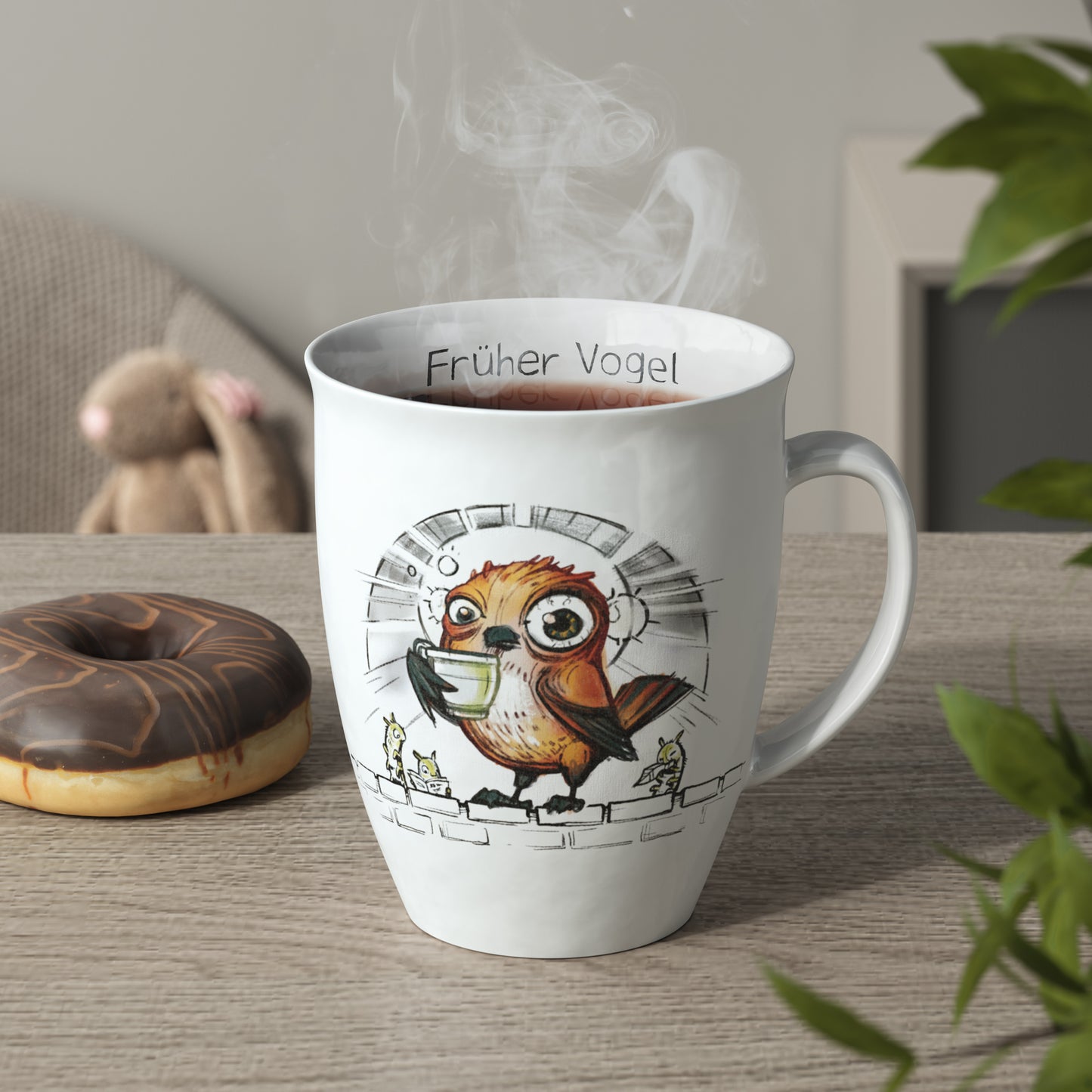 L.E.R.D.93 Tasse mit Motiv Vögelchen Früher Vogel Made in Germany Porzellan Becher