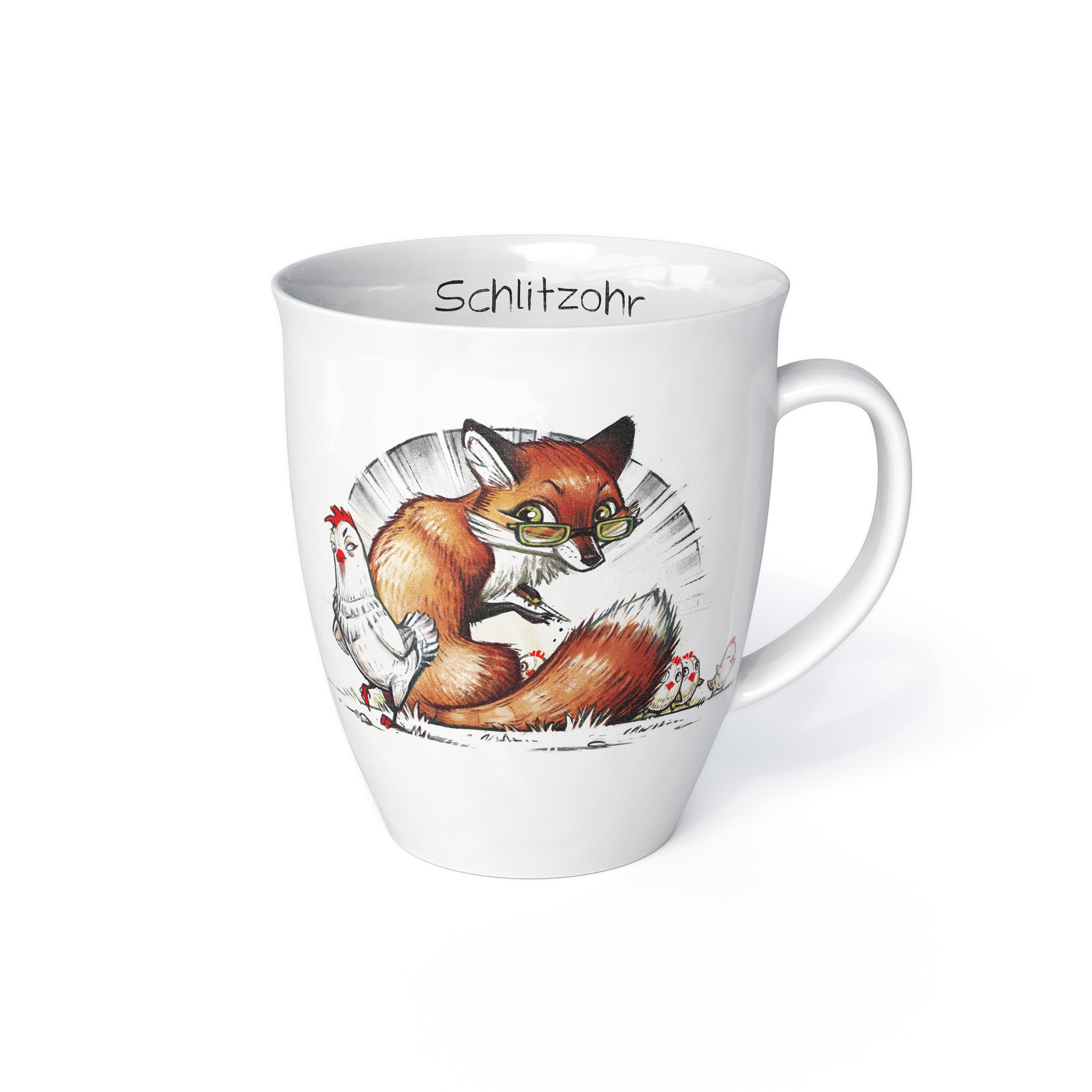 L.E.R.D.93 Tasse für Kaffee Tee mit Motiv Fuchs Schlitzohr Made in Germany Porzellan Becher