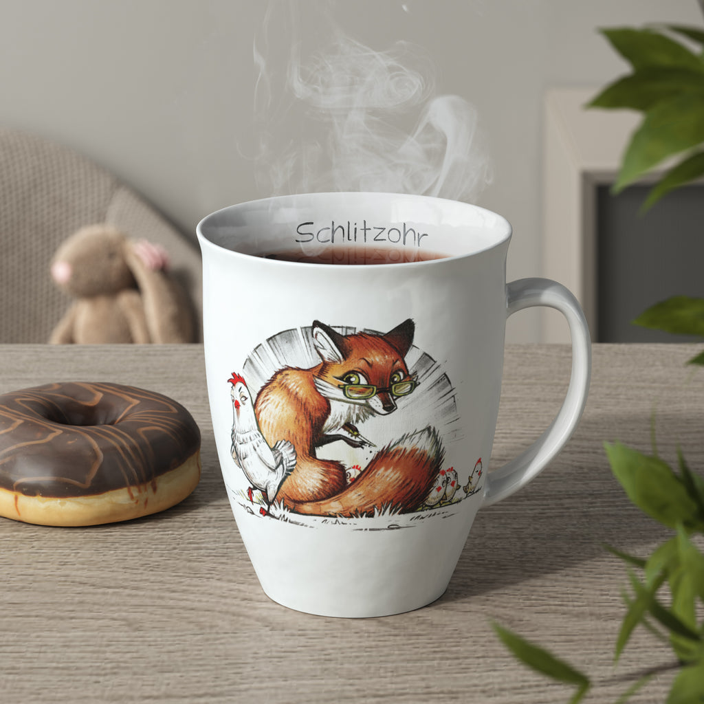 L.E.R.D.93 Tasse für Kaffee Tee mit Motiv Fuchs Schlitzohr Made in Germany Porzellan Becher