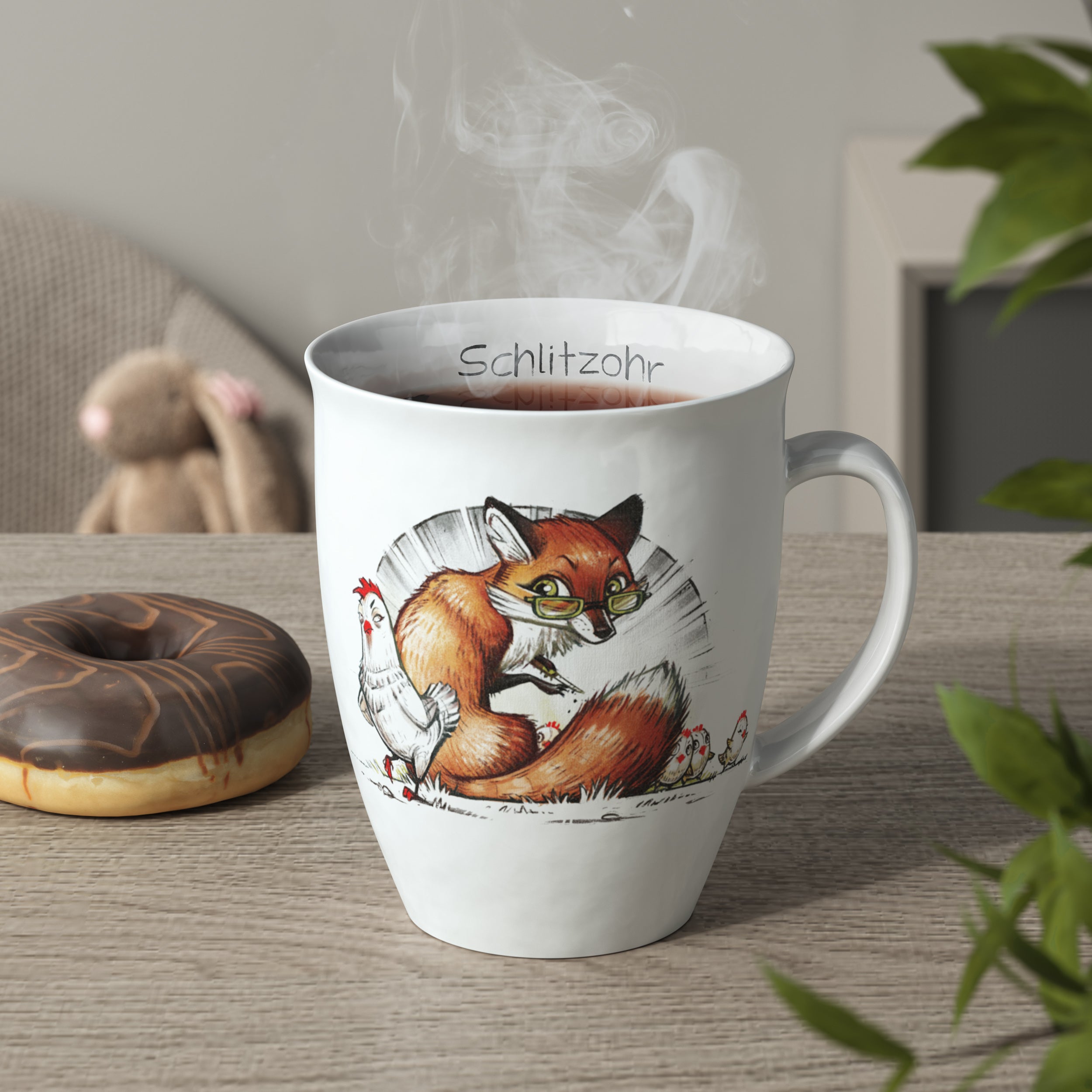 L.E.R.D.93 Tasse für Kaffee Tee mit Motiv Fuchs Schlitzohr Made in Germany Porzellan Becher
