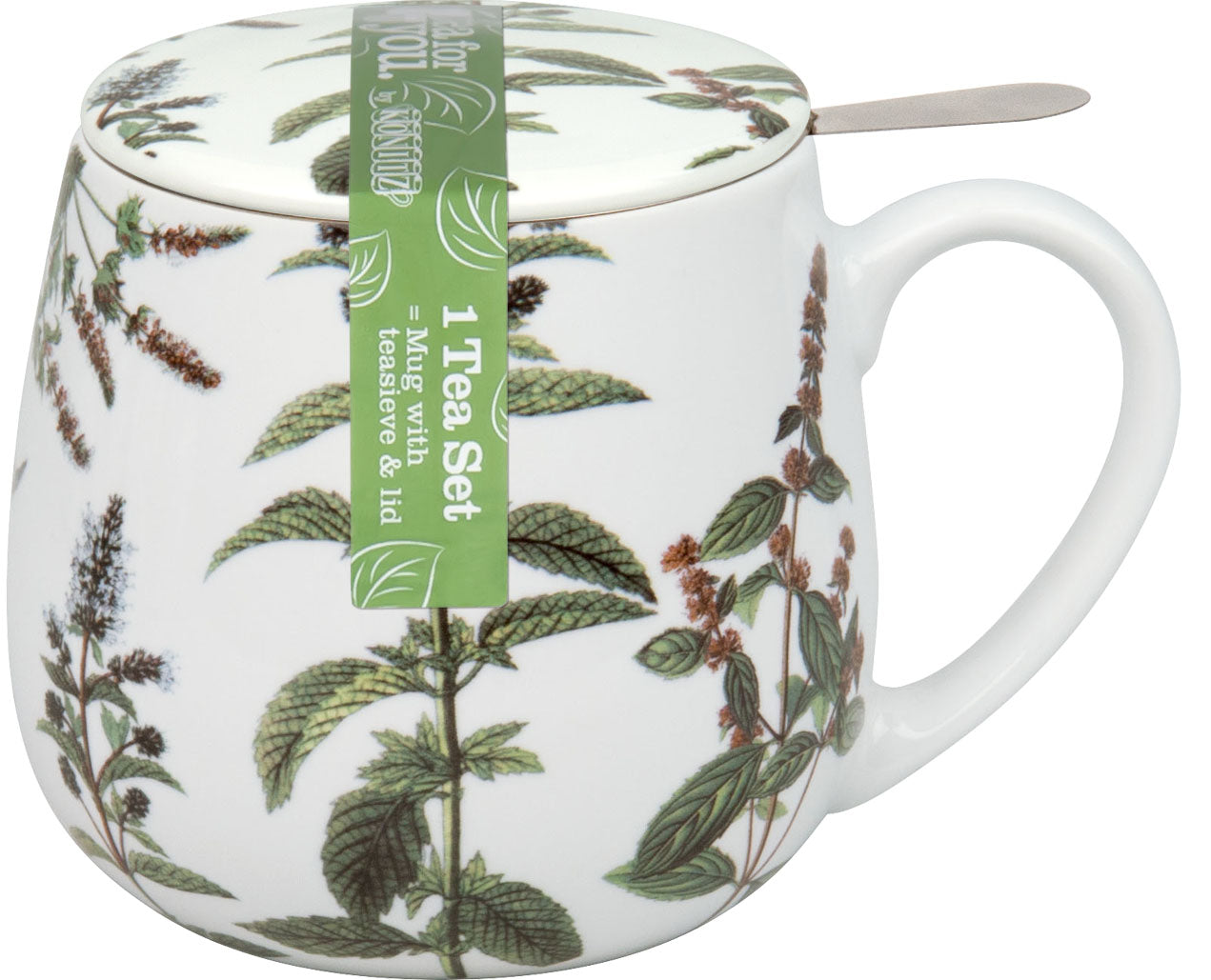 Becher mit Sieb und Deckel My favourite tea Pfefferminze