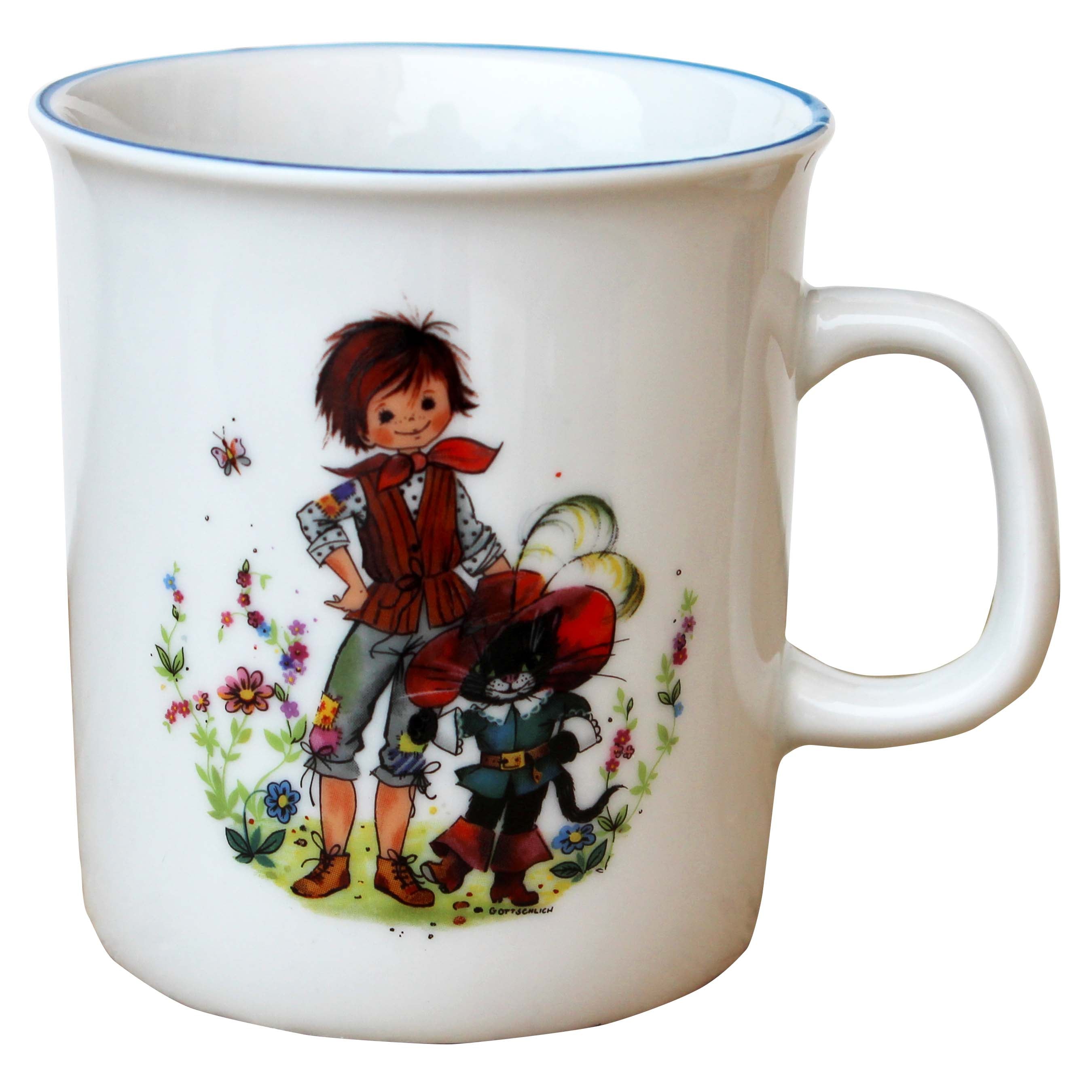 modernes Kindergeschirr Set Porzellan 3 teilig gestiefelter Kater