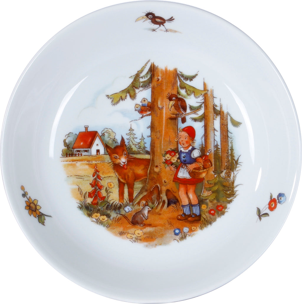 Kindergedeck 3-tlg. Porzellan Wunderschönes buntes Märchenmotiv "Rotkäppchen"