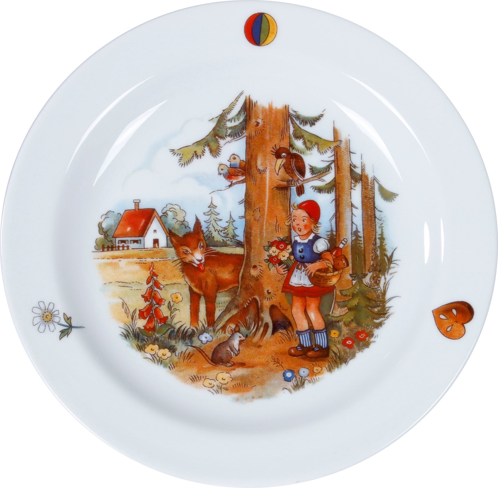 Kindergedeck 3-tlg. Porzellan Wunderschönes buntes Märchenmotiv "Rotkäppchen"