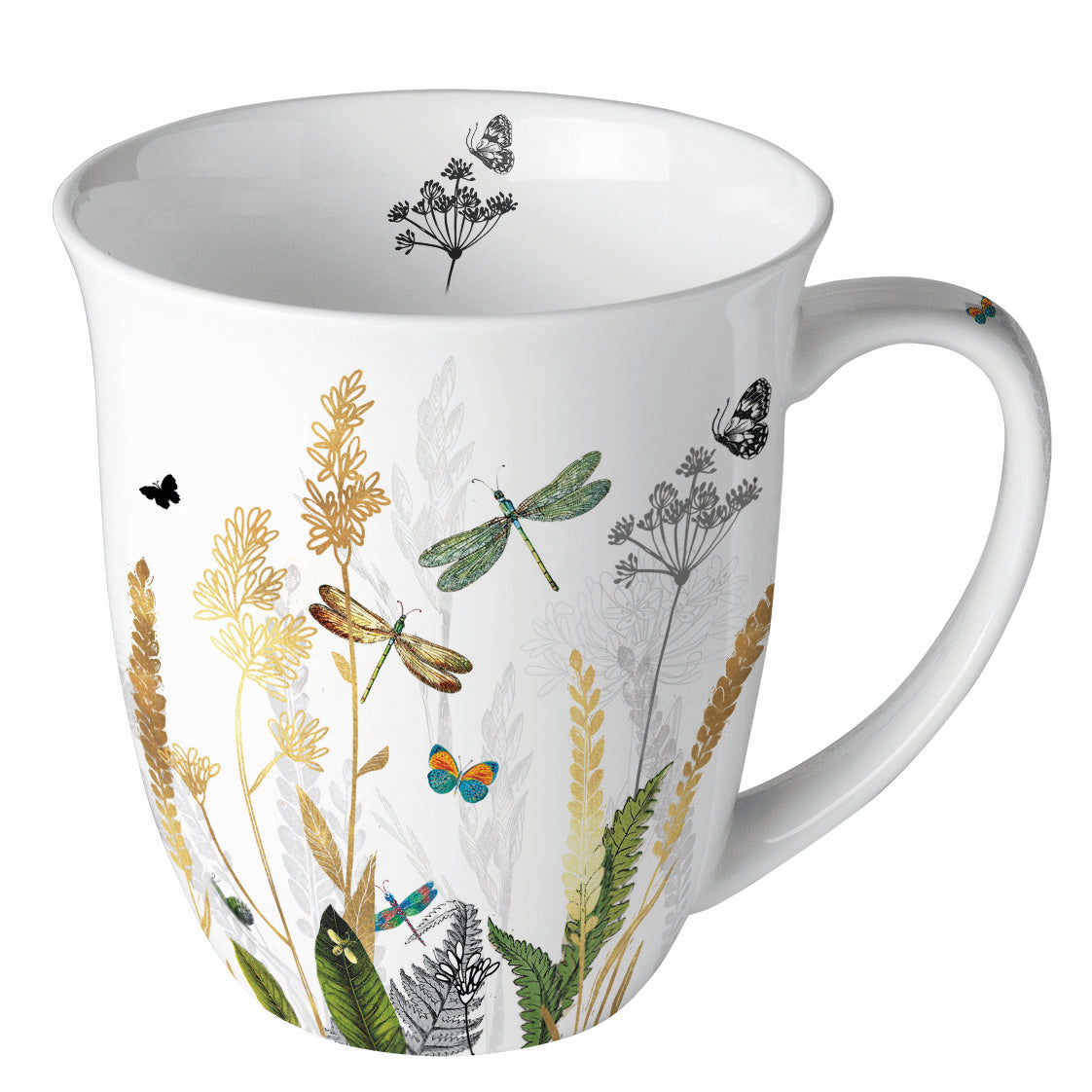 Mug 0.4 L Ornamental flowers white