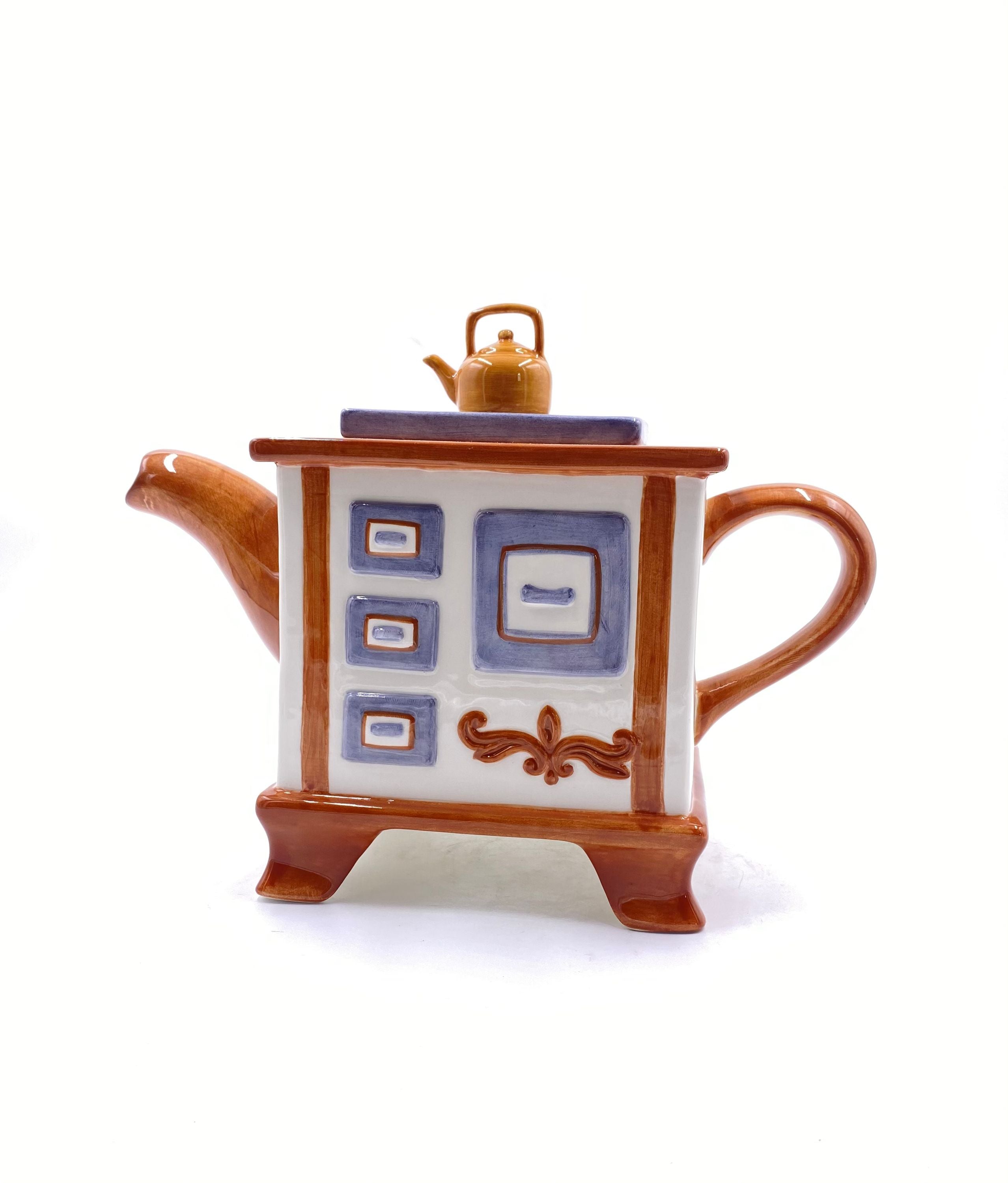 Jameson und Tailor Handbemalte Leichtkeramik Teekanne - Kunstvolles Design im Geschenkkarton