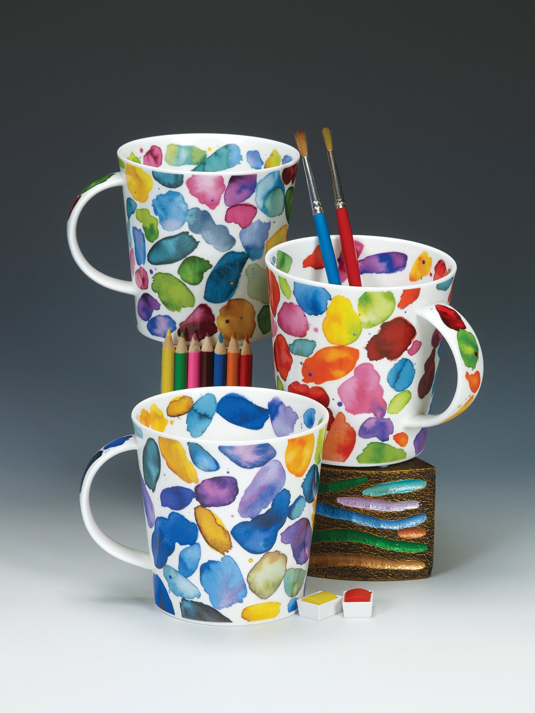 Dunoon Becher Teetasse Kaffeetasse Cairngorm Blobs rot