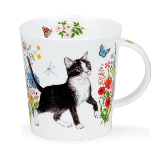 Dunoon Becher Form Lomond - Dekor FLORAL CATS - BLACK & WHITE