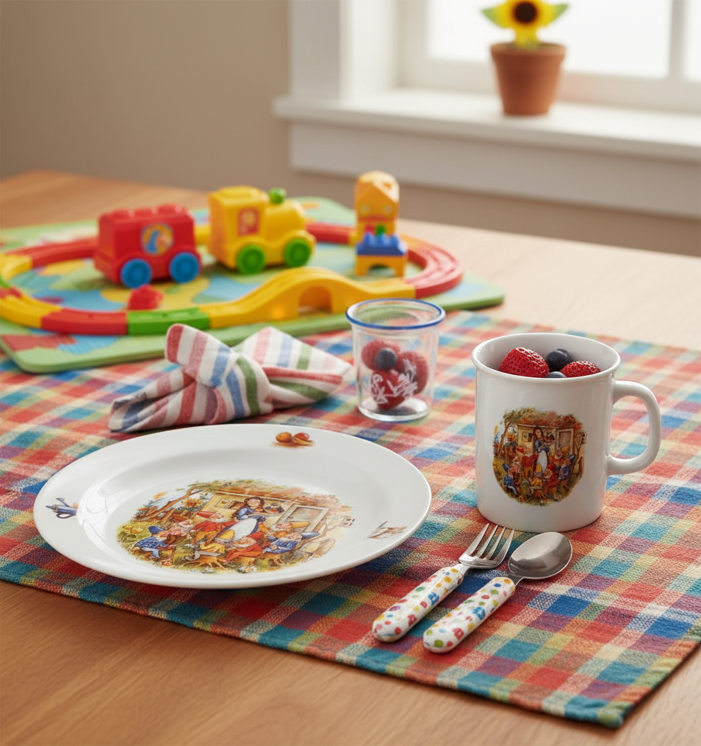 Kindergedeck 3-tlg. Porzellan Wunderschönes buntes Märchenmotiv "Schneewittchen"