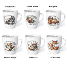 Load image into Gallery viewer, L.E.R.D.93 Tasse für Kaffee Tee mit Motiv Maus Vielfraß Made in Germany Porzellan Becher
