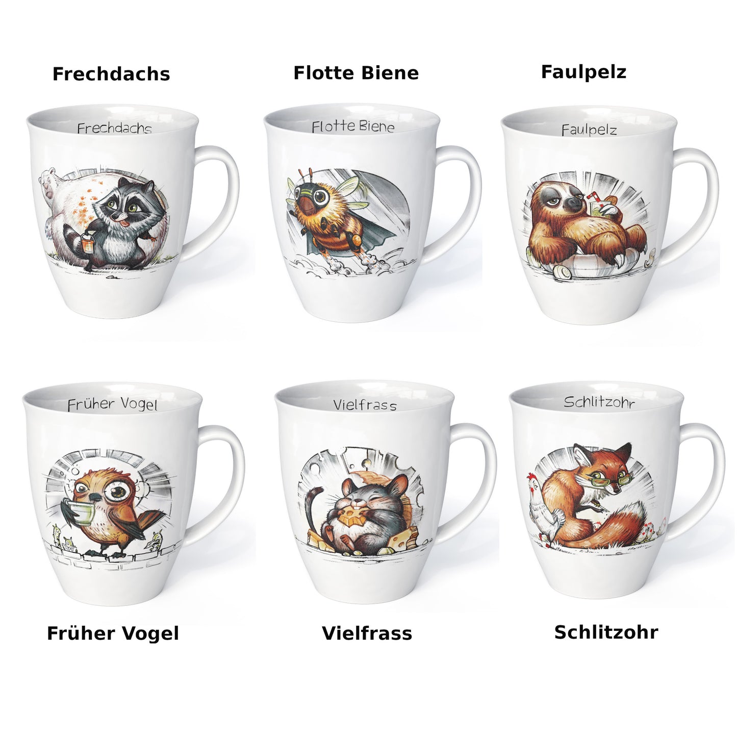 L.E.R.D.93 Tasse mit Faultier Faulpelz Made in Germany Porzellan Becher