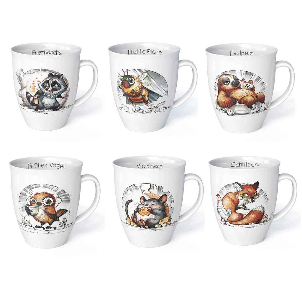 L.E.R.D.93 Tasse für Kaffee Tee mit Motiv Fuchs Schlitzohr Made in Germany Porzellan Becher