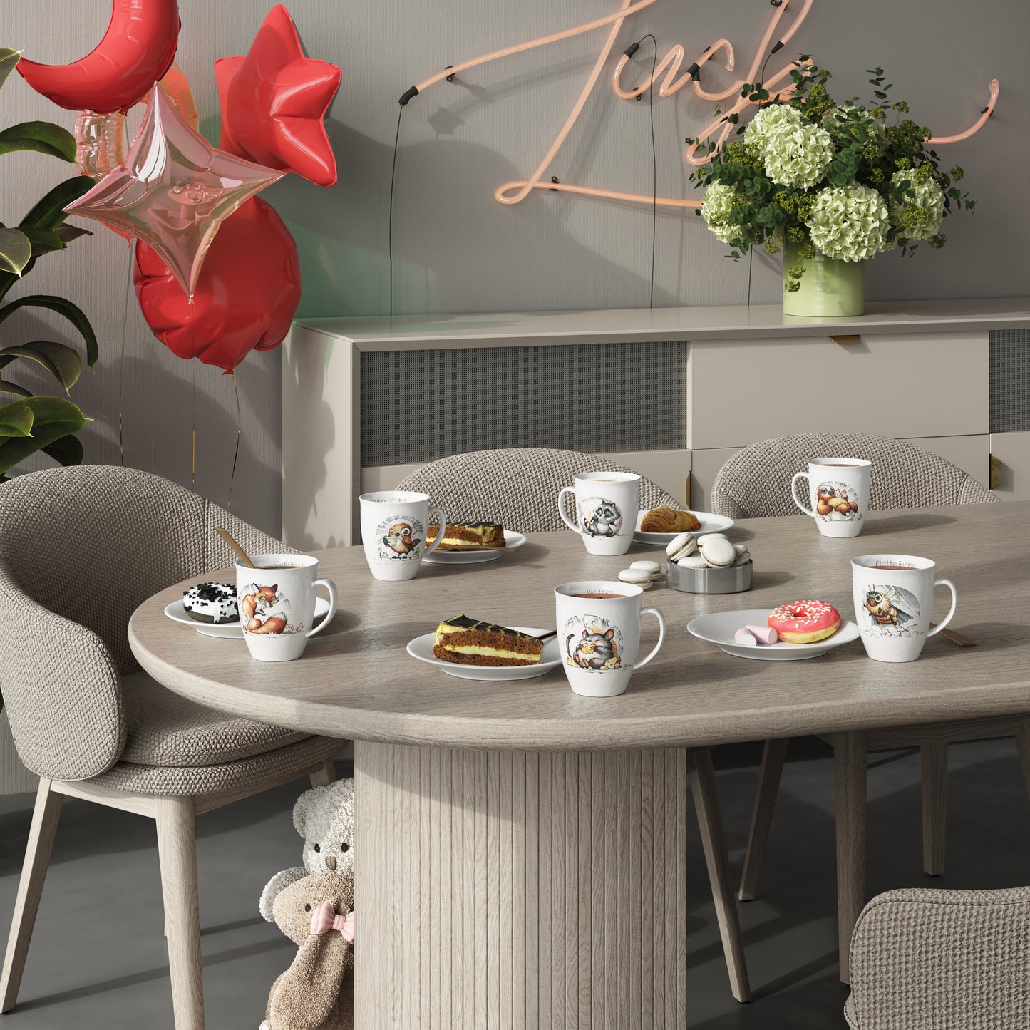 L.E.R.D.93 Tasse mit Motiv Vögelchen Früher Vogel Made in Germany Porzellan Becher