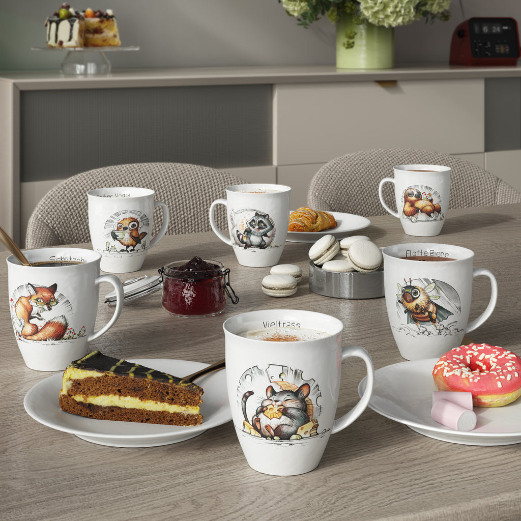 L.E.R.D.93 Tasse für Kaffee Tee mit Motiv Fuchs Schlitzohr Made in Germany Porzellan Becher