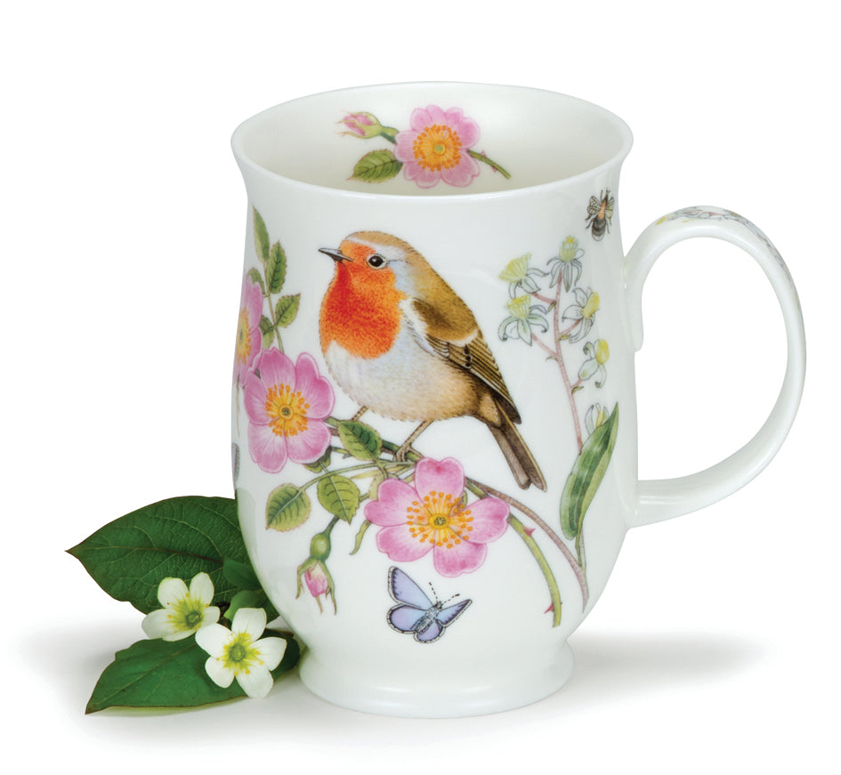 Dunoon Kaffee-Becher Tee-Tasse Suffolk Hedgerow Bird Rotkehlchen